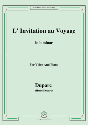 Book cover for Duparc-L'invitation au voyage in b minor,for Voice and Piano