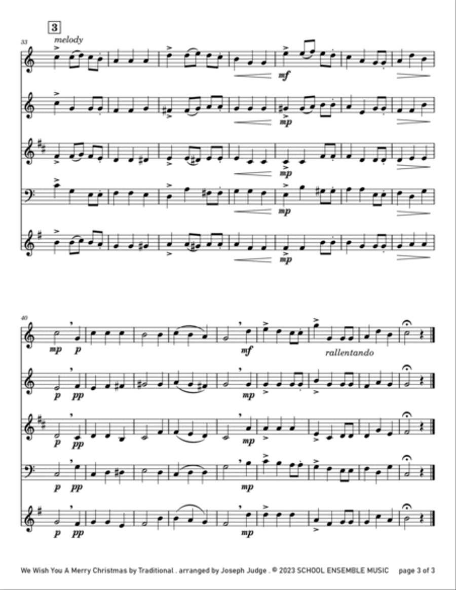 We Wish You A Merry Christmas for Woodwind Quartet in Schools Woodwind Quartet scores gallery preview page 3