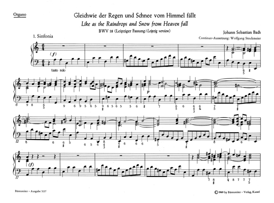 Gleichwie der Regen und Schnee vom Himmel fallt BWV 18 Organ scores gallery preview page 1