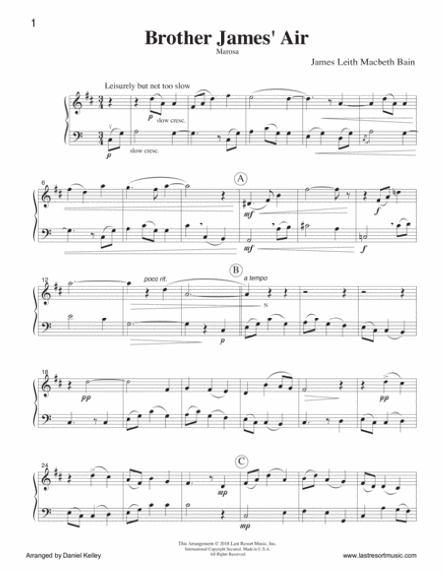 Brother James' Air Duet for Clarinet & Cello or Bassoon - Music for Two Small Ensemble scores gallery preview page 2