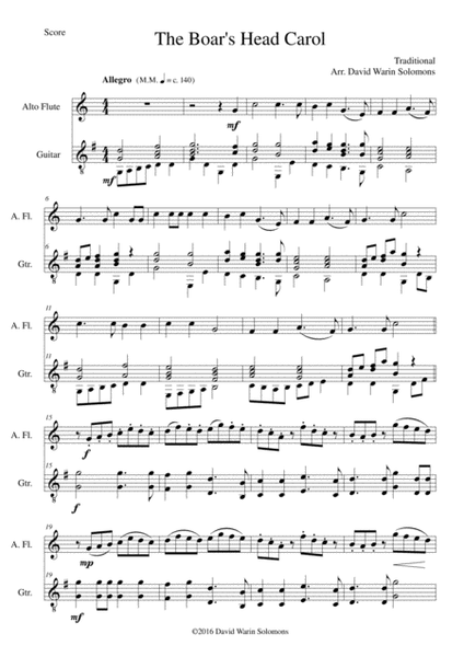 The Boar's Head Carol for alto flute and guitar image number null