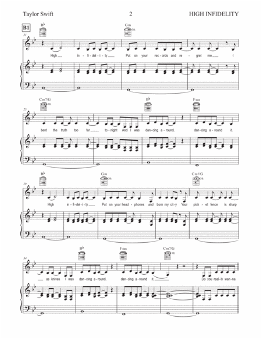 High Infidelity Piano, Vocal, Guitar scores gallery preview page 2