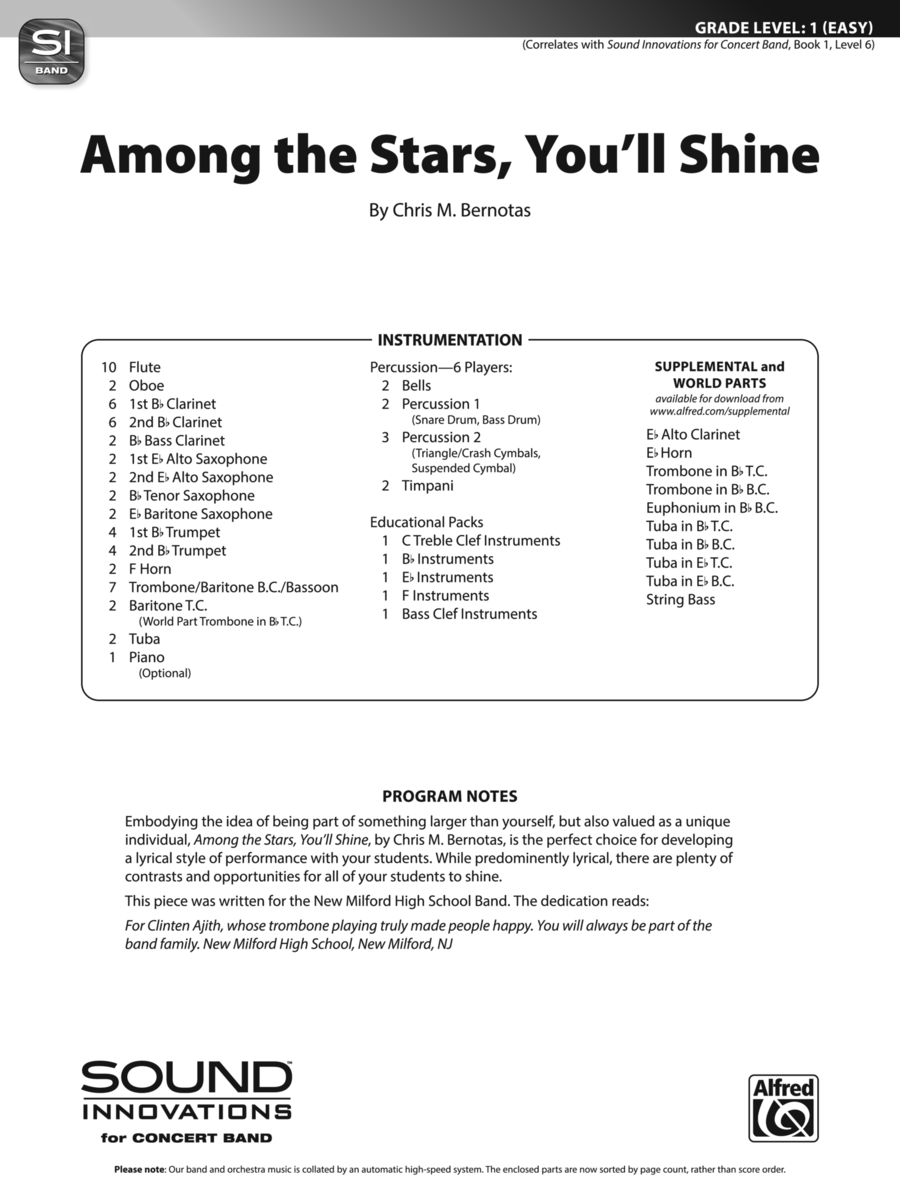 Among the Stars, You'll Shine: Score Concert Band scores gallery preview page 1