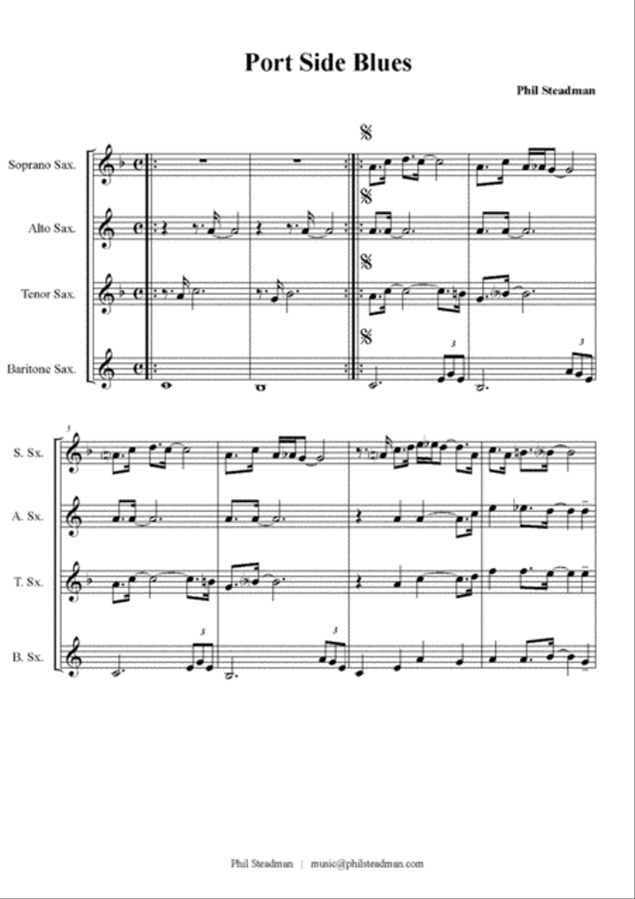 Cruisin' Suite No. 1 - A Suite of 5 short pieces for SATB Sax Quartet Saxophone Quartet scores gallery preview page 4
