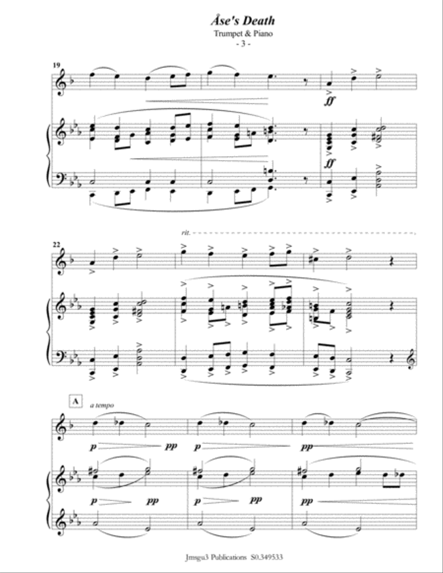Grieg: Ase's Death from Peer Gynt Suite for Trumpet & Piano B-Flat Trumpet scores gallery preview page 4