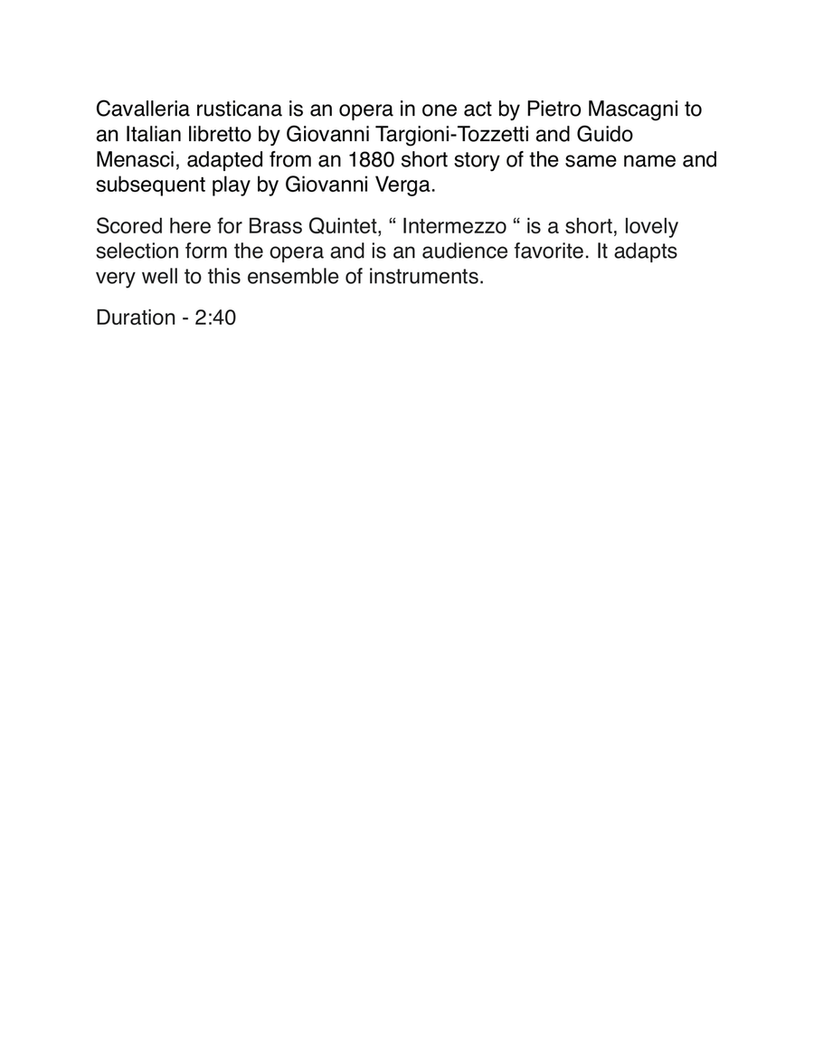 Intermezzo from Cavalleria Rusticana for Brass Quintet Brass Quintet scores gallery preview page 2