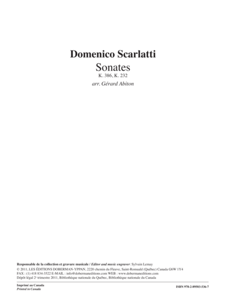 2 Sonates, vol. 1, K. 386, 232 Classical Guitar scores gallery preview page 1