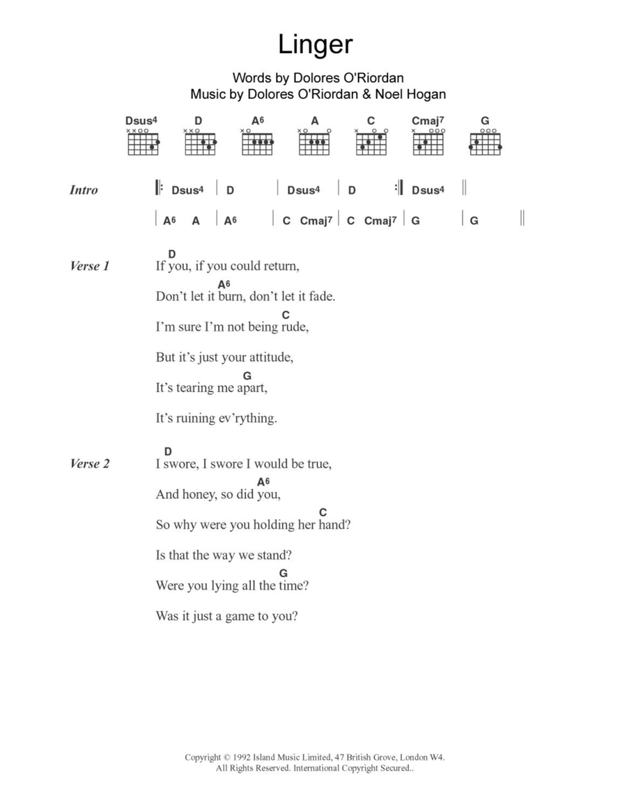 Linger Acoustic Guitar scores gallery preview page 1