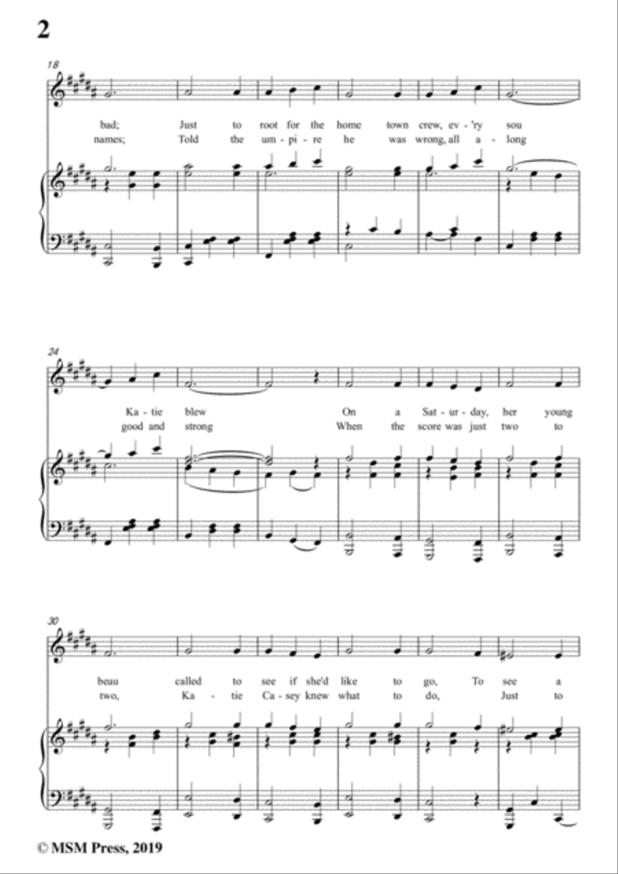 Albert Von Tilzer-Take Me Out To The Ball Game,in B Major,for Voice&Piano Voice scores gallery preview page 4