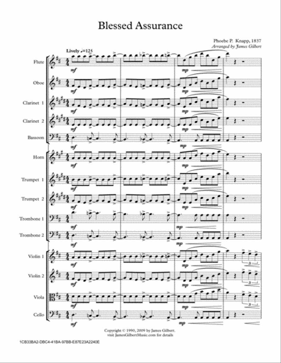Blessed Assurance Blessed Assurance Full Orchestra scores gallery preview page 1