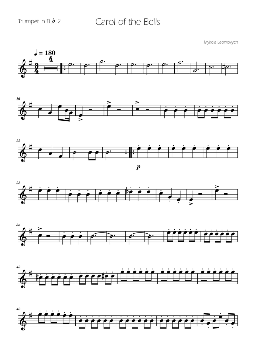 Carol of The Bells - Brass Quartet Brass Quartet scores gallery preview page 6