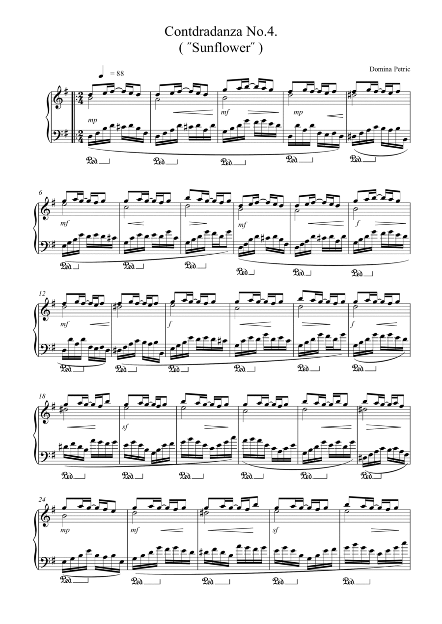Fourth Contradanza: Sunflower Piano Solo scores gallery preview page 1