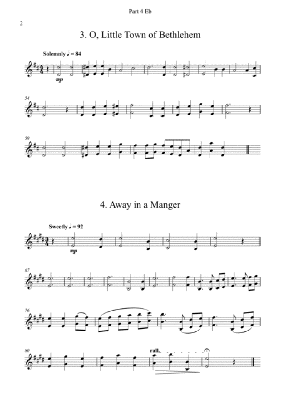 Carols for Four (or more) - Fifteen Carols with Flexible Instrumentation - Part 4 - Eb Treble Clef Concert Band scores gallery preview page 6