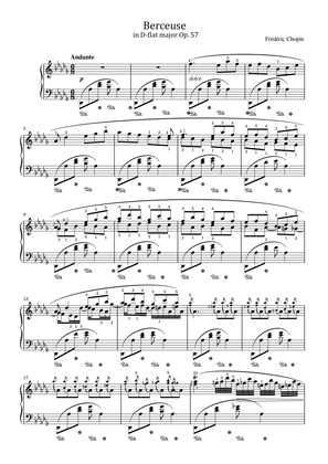 Chopin - Berceuse in D-flat major, Op.57 - Original With Fingered For Piano Solo