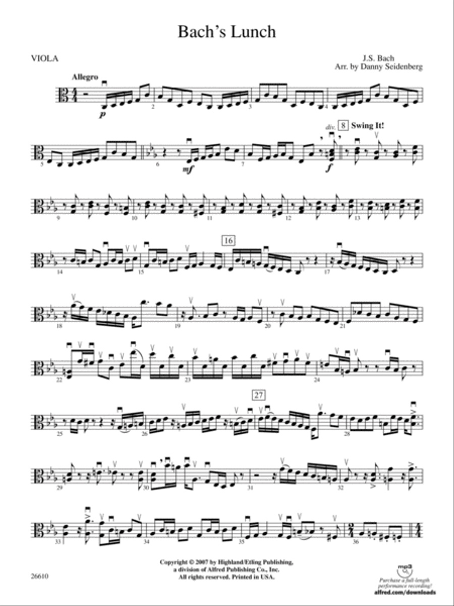 Bach's Lunch: Viola String Orchestra scores gallery preview page 1