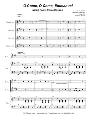 O Come, O Come, Emmanuel (with "O Come, Divine Messiah") (Saxophone Quartet and Piano)