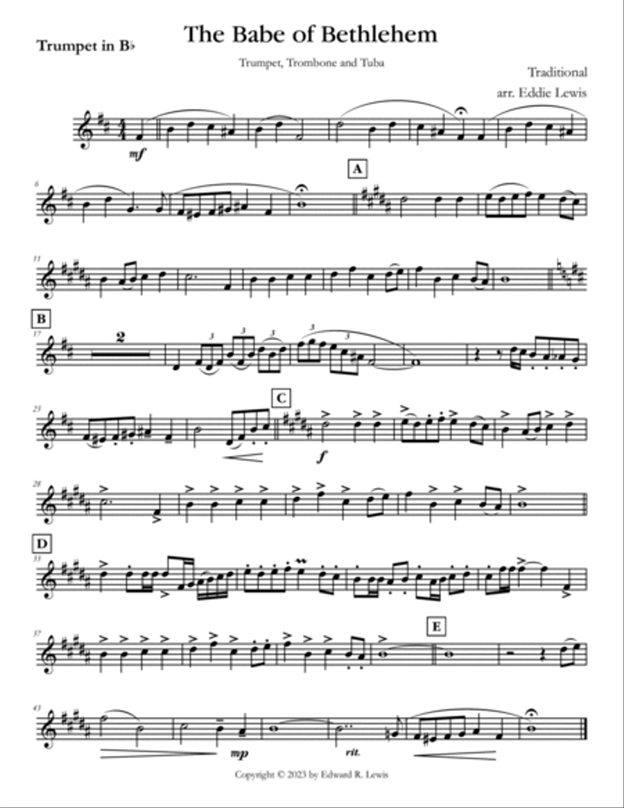 The Babe of Bethlehem Brass Trio Christmas Brass Trio scores gallery preview page 2