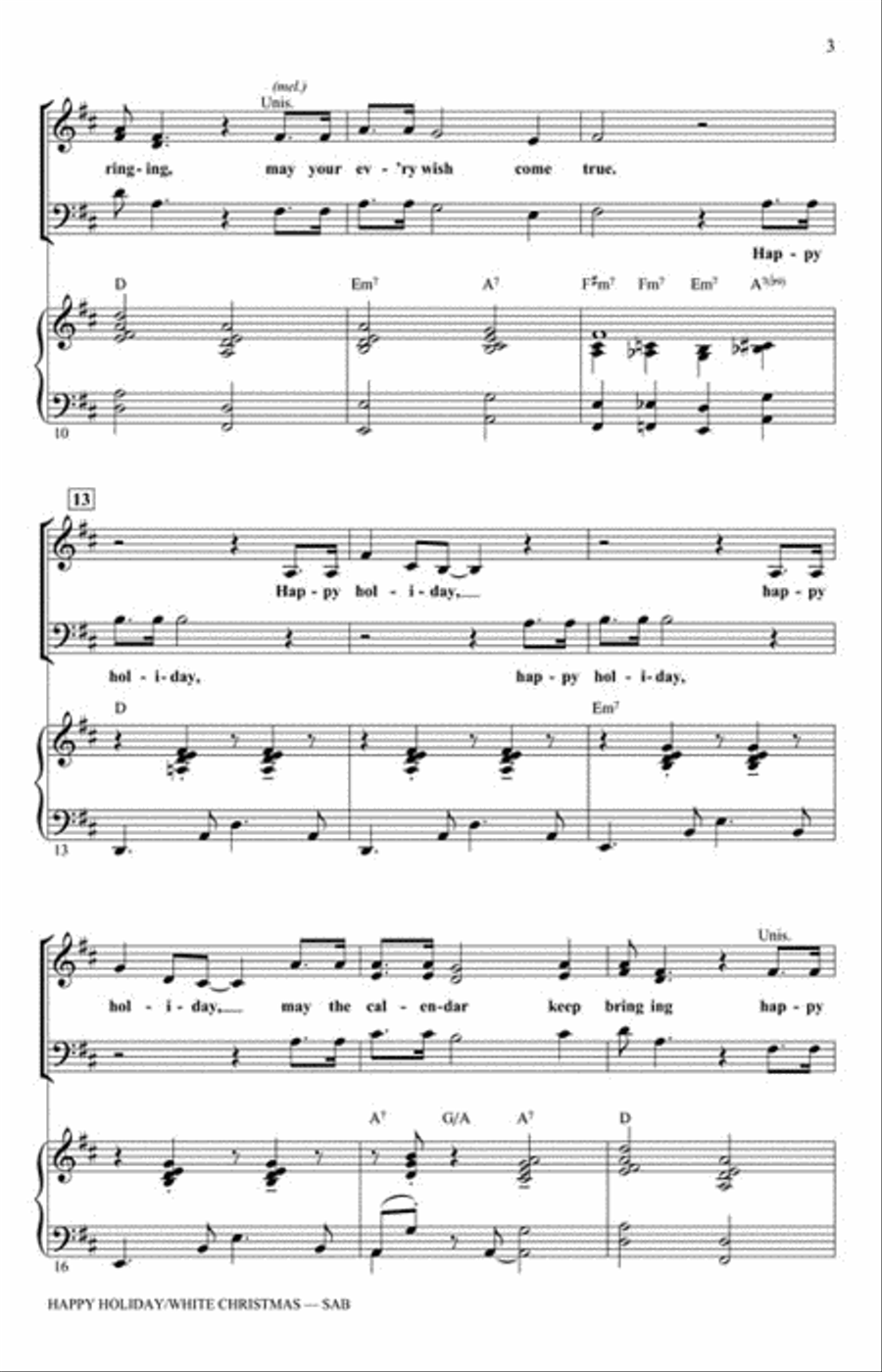 Happy Holiday/White Christmas 3-Part scores gallery preview page 3