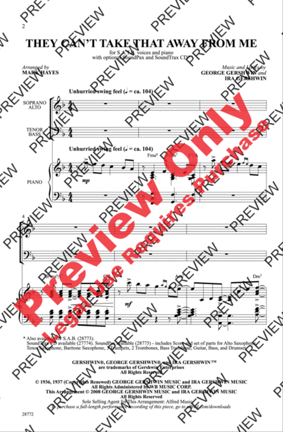They Can't Take That Away from Me 4-Part scores gallery preview page 2