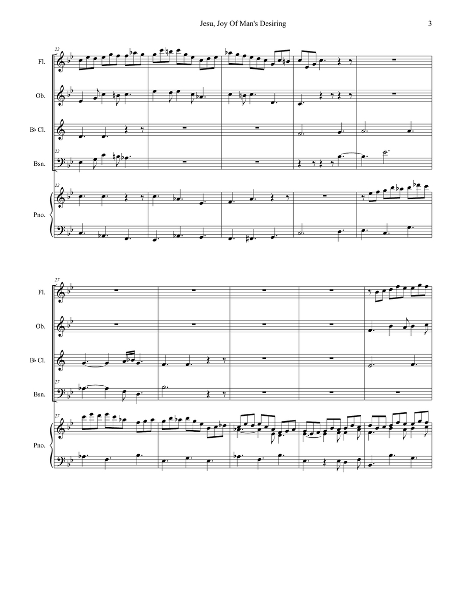 Jesu, Joy Of Man's Desiring (for Woodwind Quartet and Piano) Woodwind Quartet scores gallery preview page 4