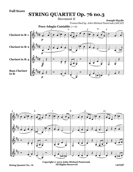 String Quartet Op. 76 No.3 Mvt 2 image number null