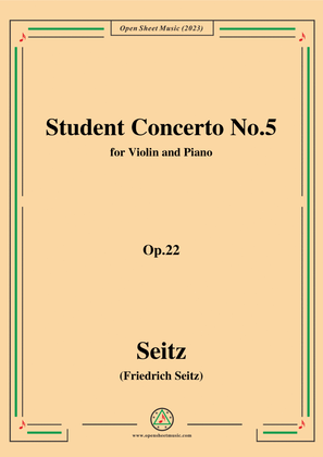 Seitz-Student Concerto No.5,Op.22,in D Major,for Violin and Piano