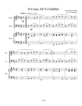 O Come All Ye Faithful (violin and cello duet) with optional piano accompaniment