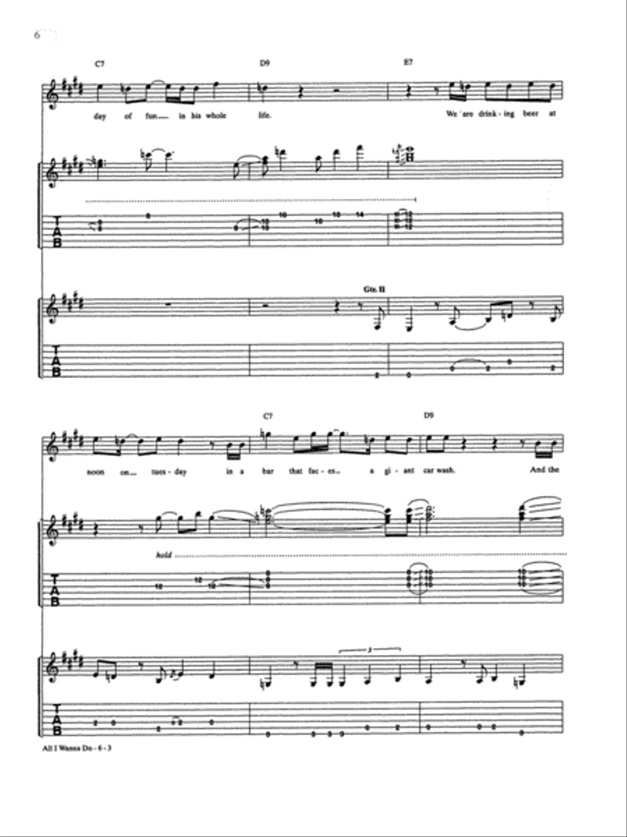 All I Wanna Do Guitar Tablature scores gallery preview page 3