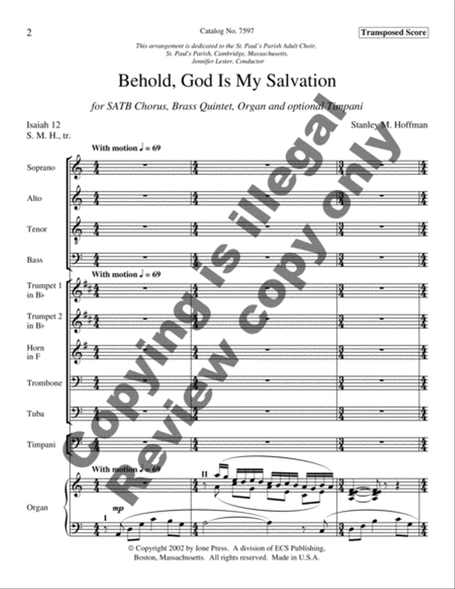 Behold, God Is My Salvation 4-Part scores gallery preview page 8