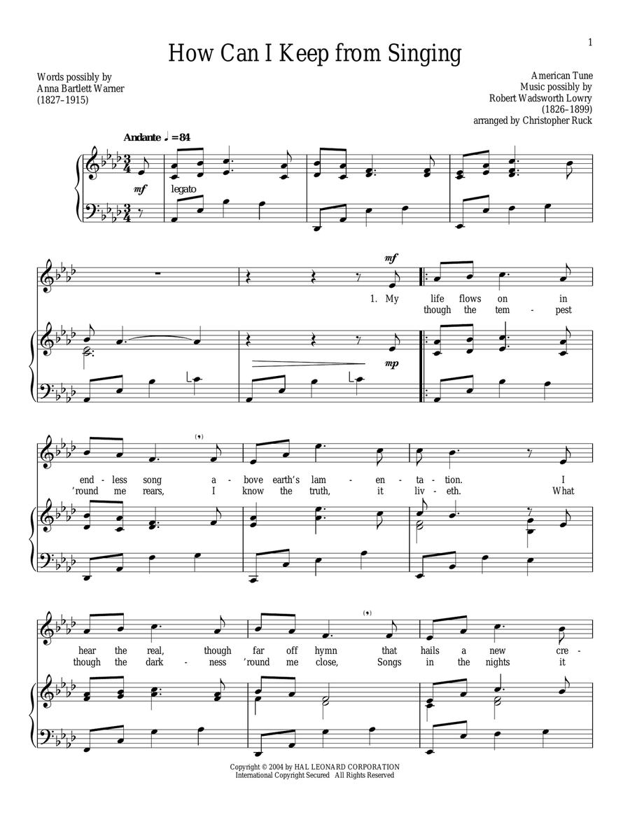 How Can I Keep From Singing Piano, Vocal scores gallery preview page 1