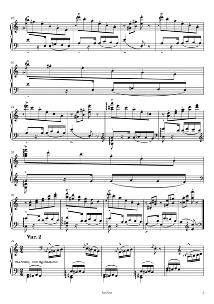 Liszt Grandes études de Paganini S.141 No.6 in A Minor Theme and Variations Original With Fingered Piano Solo scores gallery preview page 2
