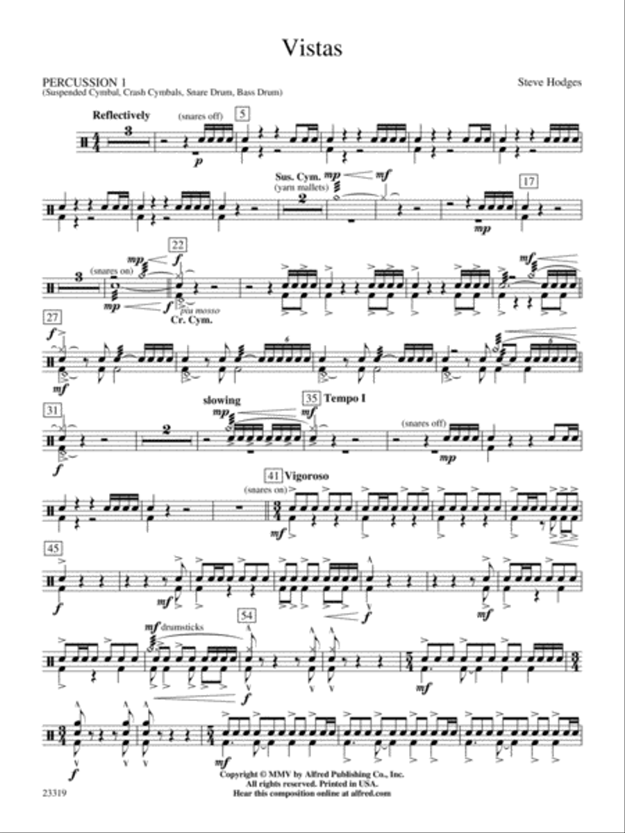 Vistas: 1st Percussion Vistas: 1st Percussion Concert Band scores gallery preview page 1