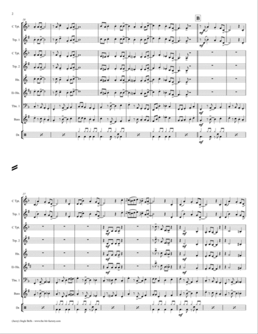 Jazzy Jingle Bells - Christmas Swing - Brass Trio - F Brass Trio scores gallery preview page 3
