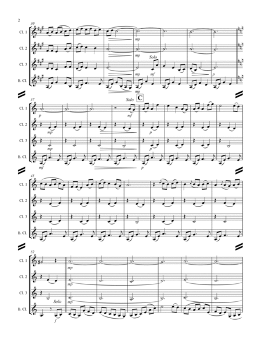 The Holly and the Ivy (for Clarinet Quartet) Clarinet Quartet scores gallery preview page 3