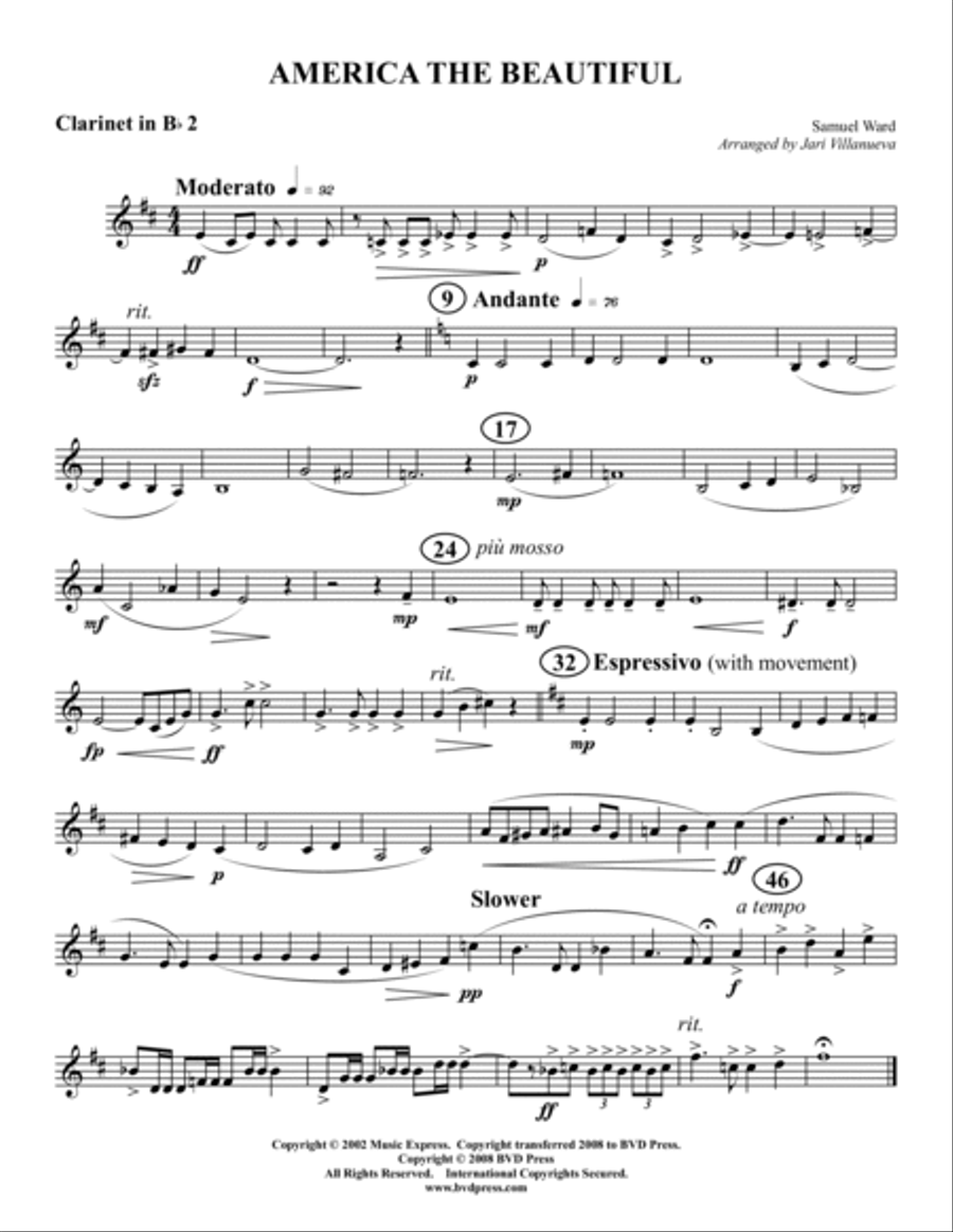 America the Beautiful Clarinet Quartet scores gallery preview page 4