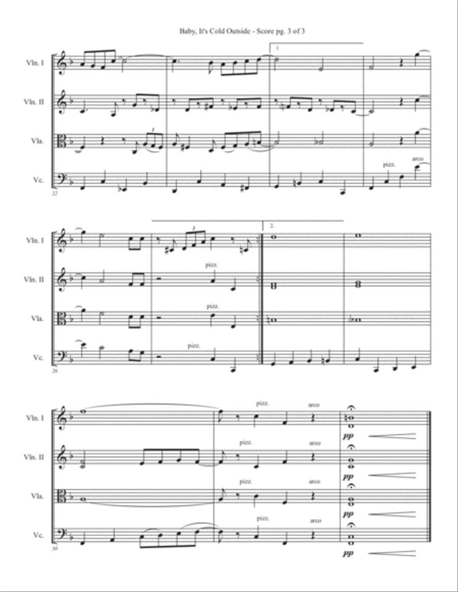 Baby, It's Cold Outside String Quartet scores gallery preview page 4