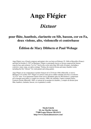 Book cover for Ange Flégier: Dixtuor for flute, oboe, clarinet, bassoon, horn, two violins, viola, violoncello and