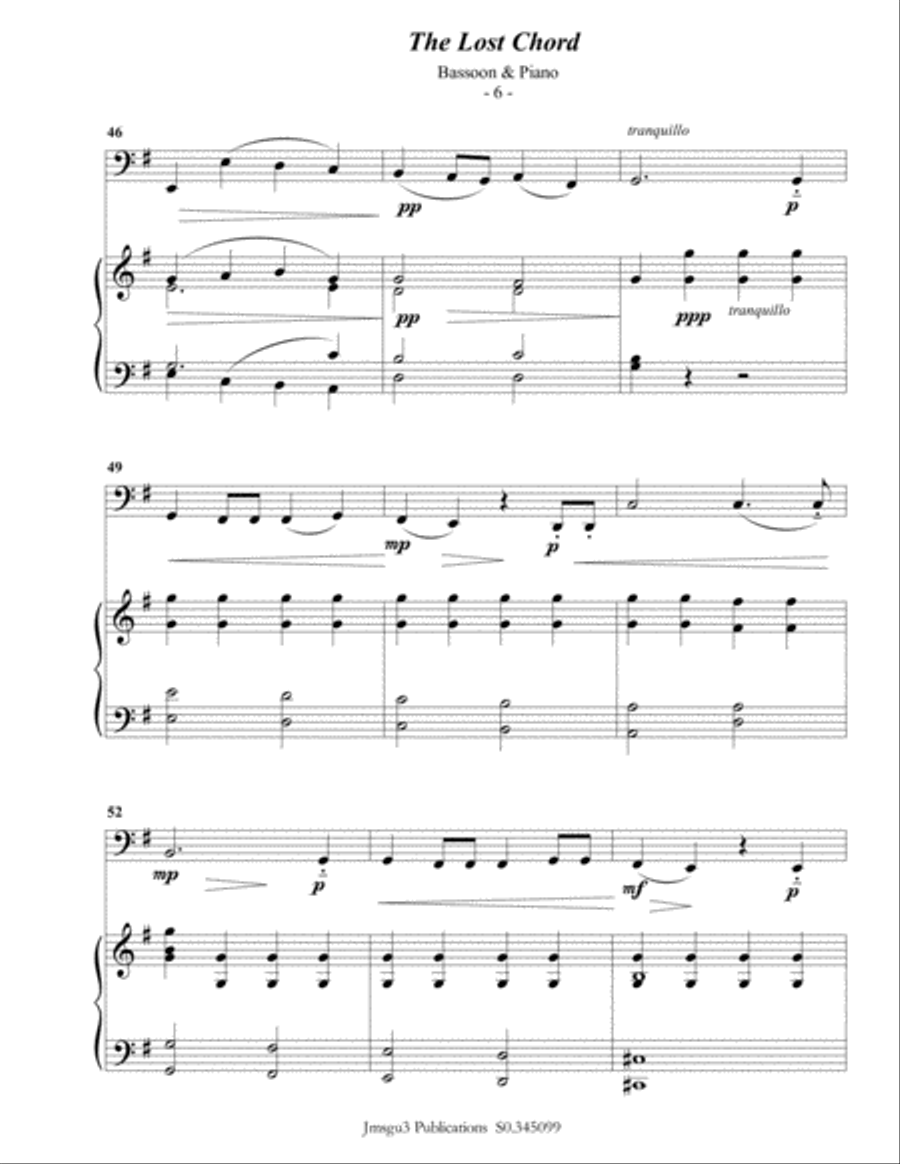 Sullivan: The Lost Chord for Bassoon & Piano Woodwind Duet scores gallery preview page 6