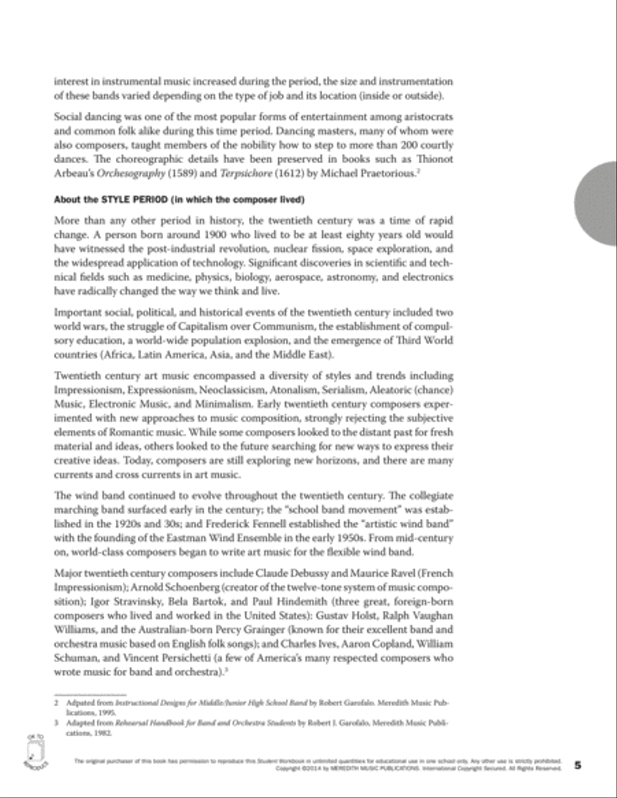 Guides to Band Masterworks, Vol. 5 - Student Workbook - Courtly Airs and Dances Activity Books scores gallery preview page 5