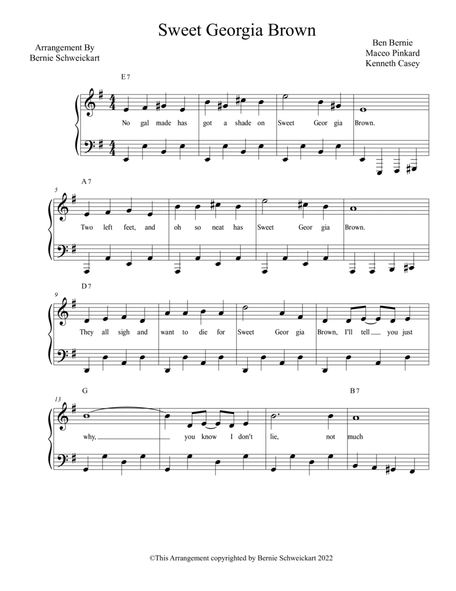 Sweet Georgia Brown Piano, Vocal, Guitar scores gallery preview page 1