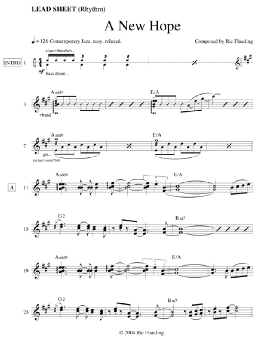 A New Hope (Lead Sheet) A New Hope (Lead Sheet) Guitar Ensemble scores gallery preview page 1