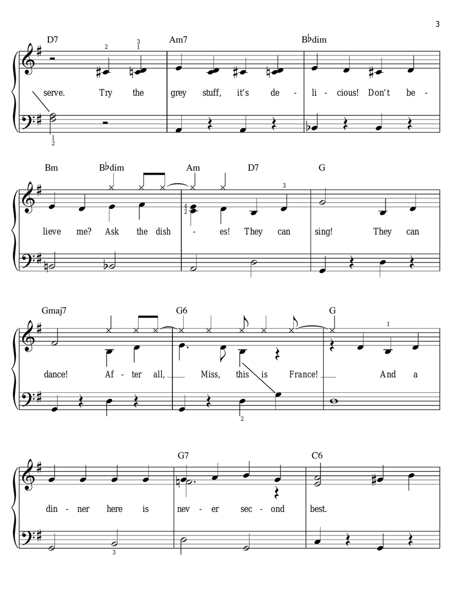 Be Our Guest (from Beauty And The Beast) Easy Piano scores gallery preview page 3