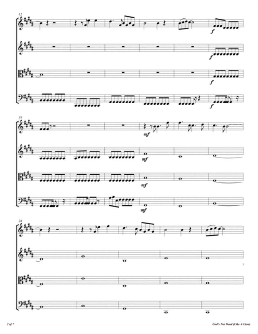 Like A Lion (God's Not Dead) String Quartet scores gallery preview page 3