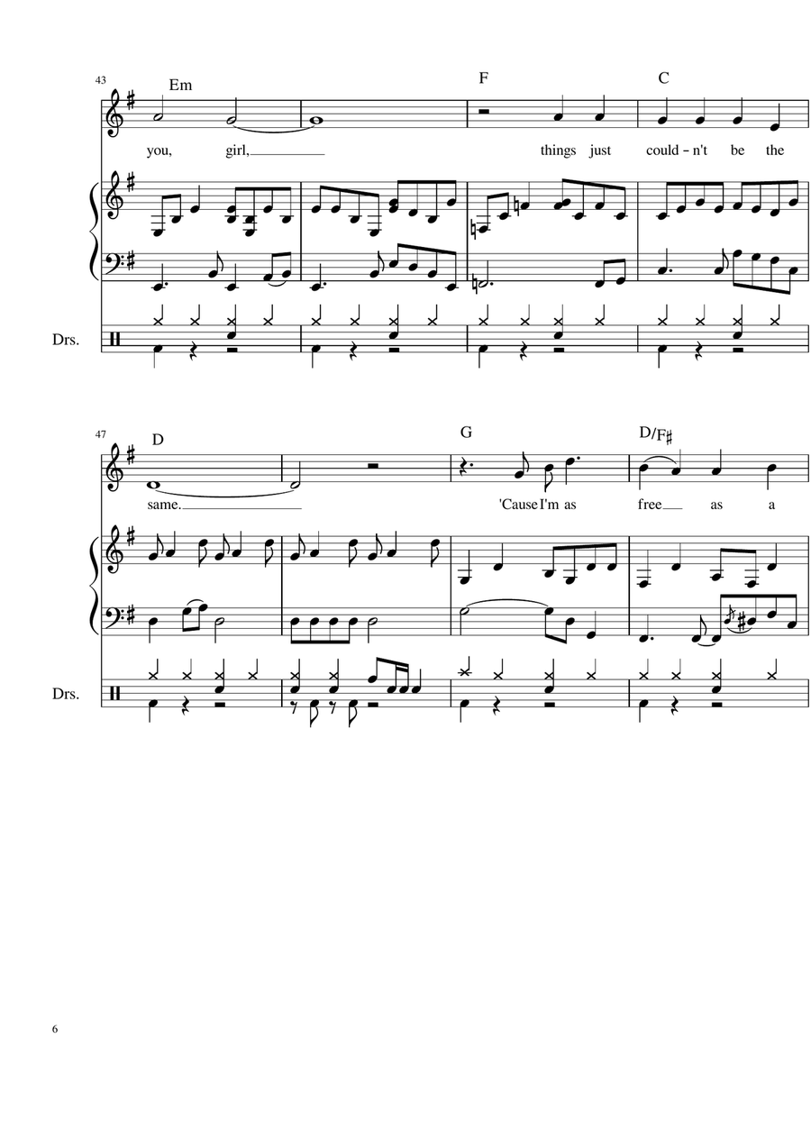 Free Bird Piano, Vocal scores gallery preview page 6