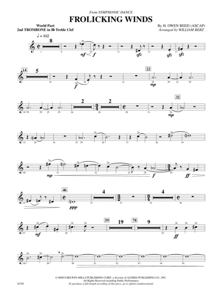 Frolicking Winds (from Symphonic Dance): (wp) 2nd B-flat Trombone T.C.