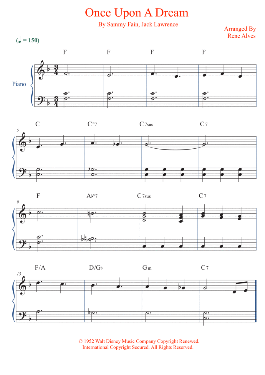 Once Upon A Dream Easy Piano scores gallery preview page 1