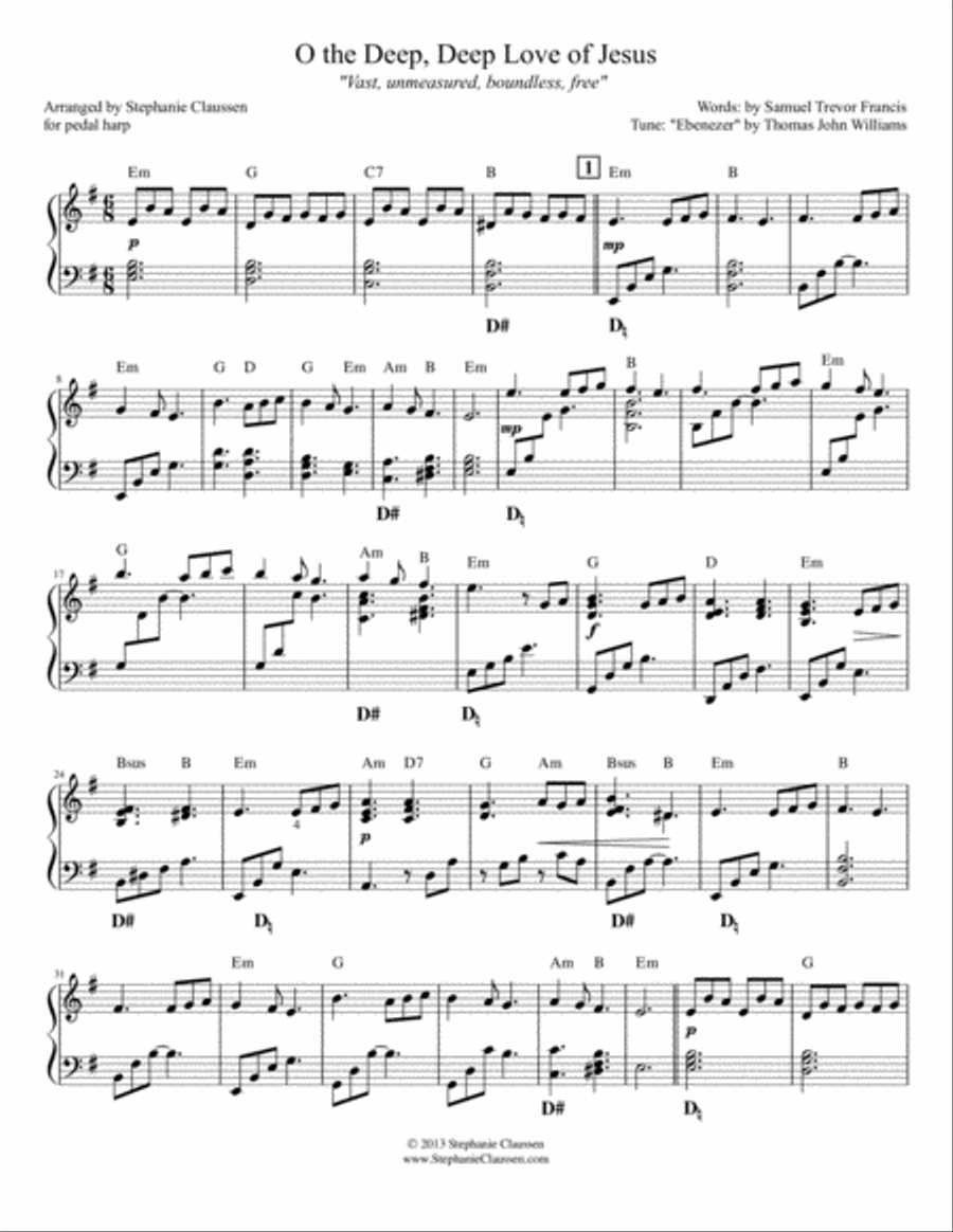 O the Deep, Deep Love of Jesus (Pedal Harp) Pedal Harp scores gallery preview page 2