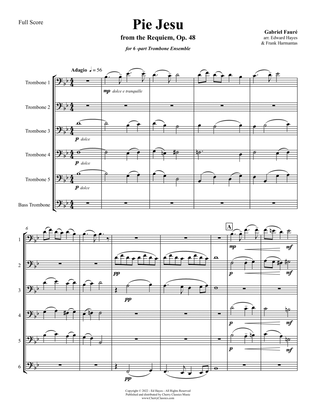 Book cover for Pie Jesu from the Requiem, Op. 48 for 6-part Trombone Ensemble