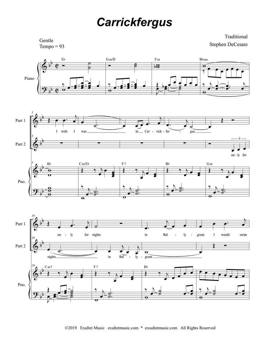 Carrickfergus (for 2-part choir) 2-Part scores gallery preview page 2