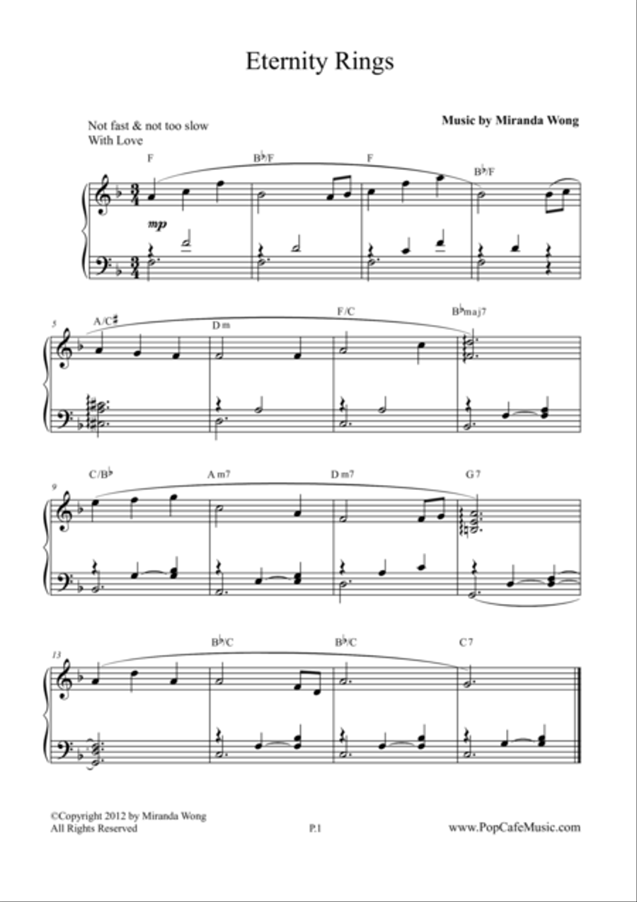 Eternity Rings - Romantic Piano Music 4-Part scores gallery preview page 1